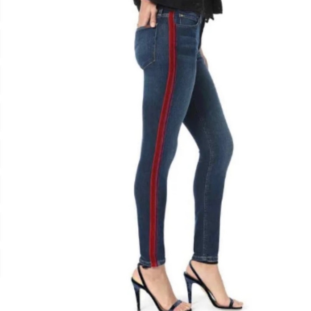 Joes Jeans The Icon with red velvet stripes